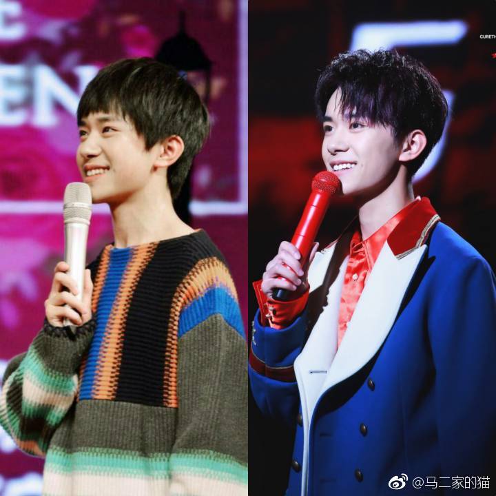 tfboys分享181015千玺今昔对比图小时候的影子依稀可见